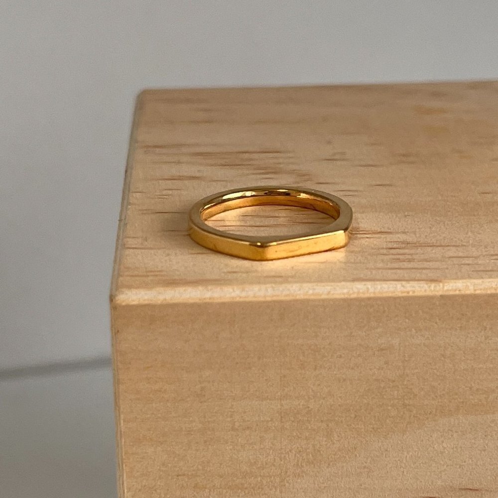 Minimalist Stainless Steel IP Gold Plated Ring Sz 7